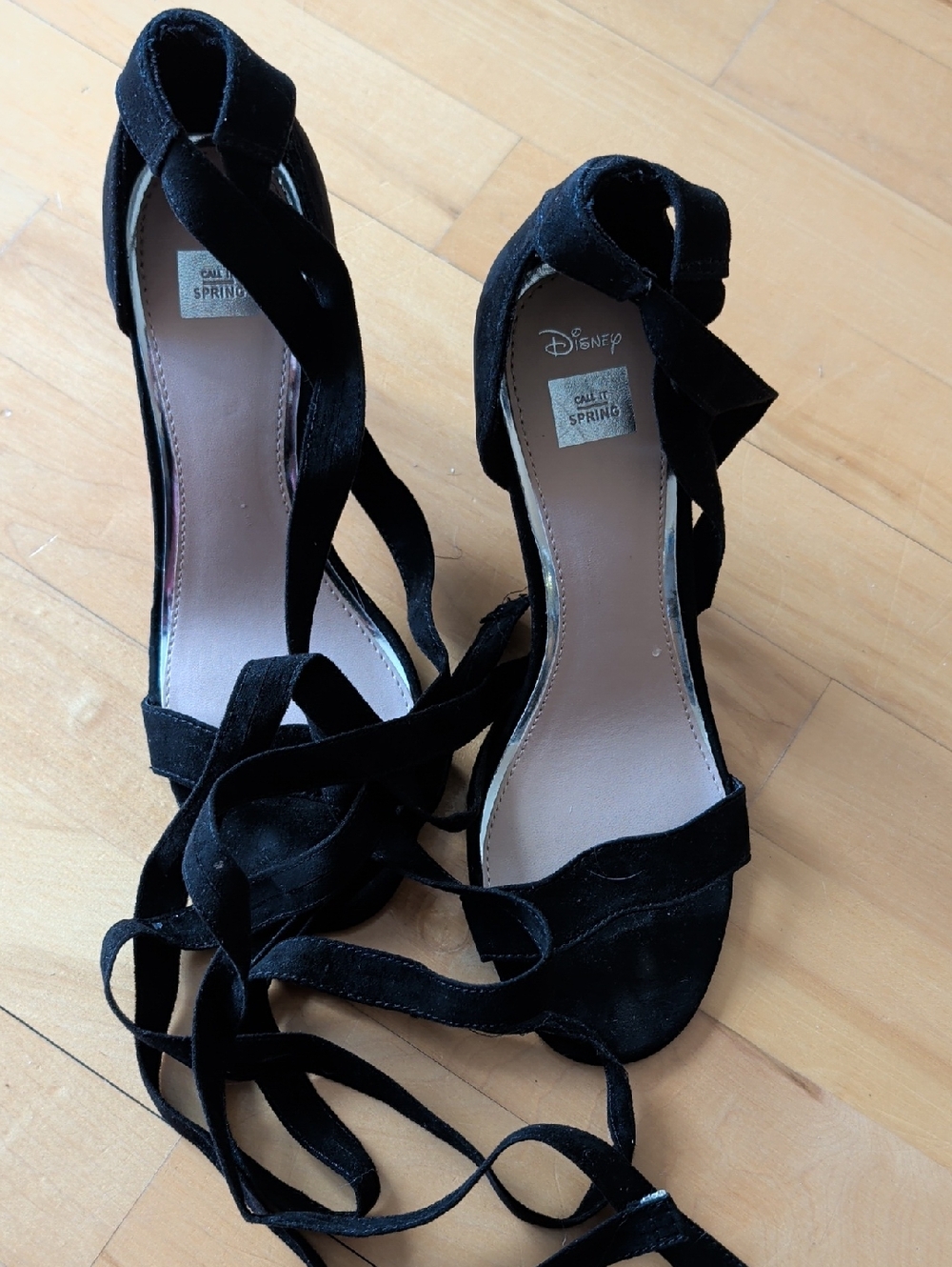 Call It Spring x Disney Black Lace-Up Suede Women's Heels Size 7